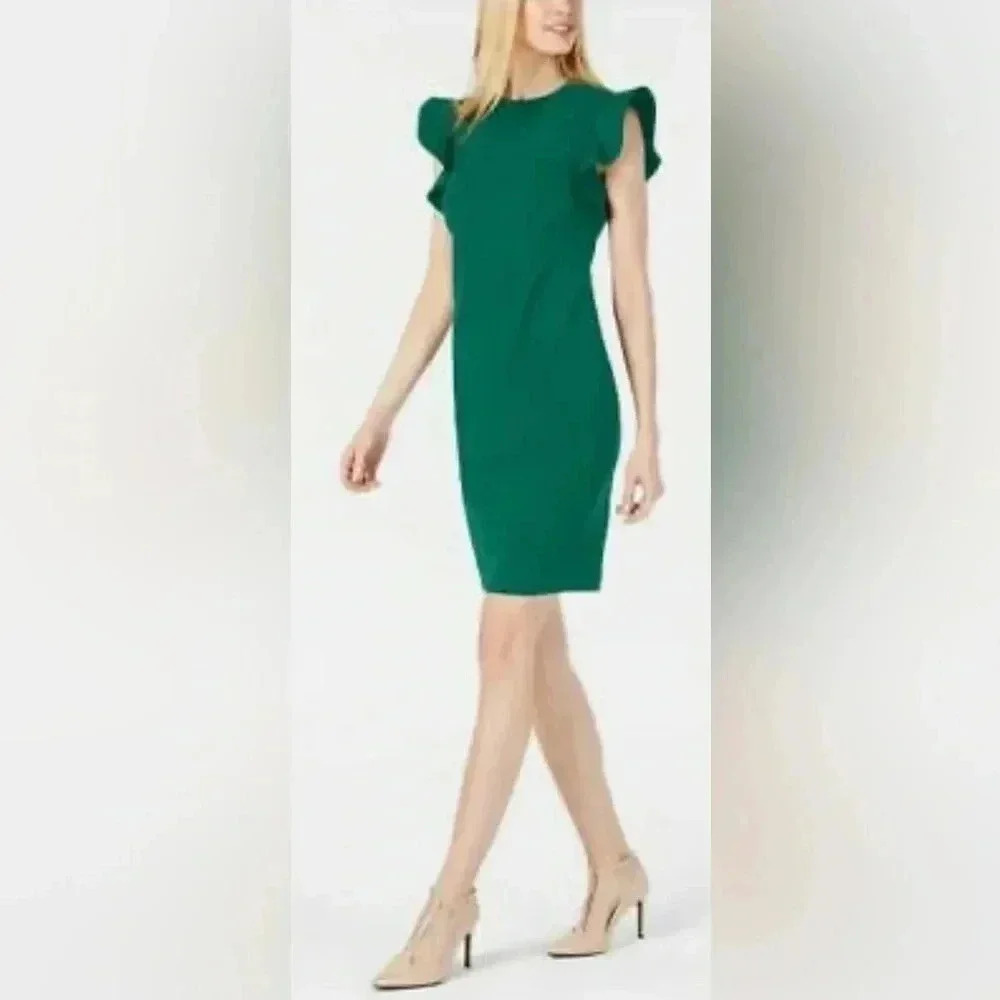 Calvin Klein Flutter-Sleeve Black Sheath Size 4